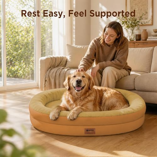 Waterproof Orthopedic Dog Bed for Large Dogs, Orange