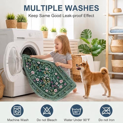 Washable Pee Pads for Dogs,Great Urine Absorbent Reusable Puppy Training Pads,Waterproof,Leak-Proof & Non-Slip Potty Pads for Whelping,Crate,Playpen,Bed.(Midnight Garden Floral,31"x36")