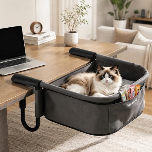 X-Large Cat Desk Bed for Large Cats Up to 50lbs, Heavy Duty Desk Attachment