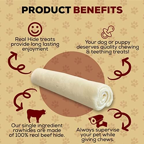 Real Hide All Natural Dog Chew Treats, 9-10 Inch, 20 Count