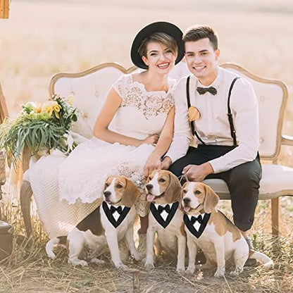 ADOGGYGO Dog Tuxedo Bandana, Wedding Birthday Dog Bow Tie, Black, Medium