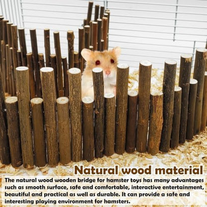 PINVNBY Bendy Hamster Climbing Ladder Bridge Long Natural Wooden Rat Fence