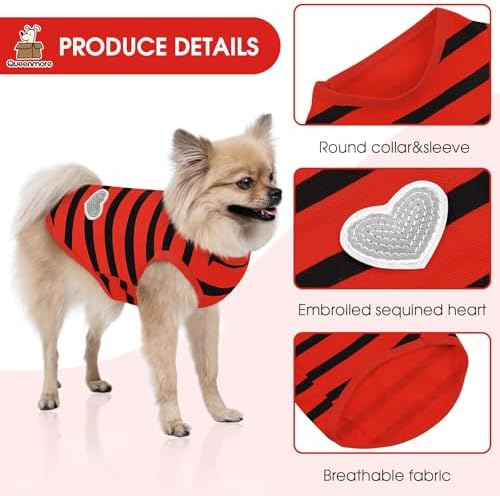 Queenmore Large Dog Shirt,Soft Breathable Dog Shirt for Dogs Cats Boy Girl,Pet Clothes for All Season,Breathable Lightweight Pet Tshirt for Frenchie, Dachshund, Yorkie