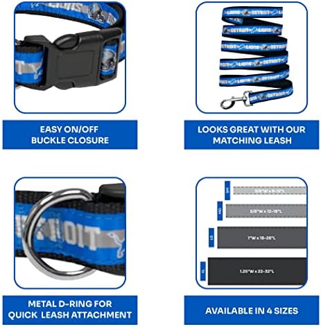 NFL PET Collar Detroit Lions Dog Collar, Small Football Team Collar for Dogs & Cats. A Shiny & Colorful Cat Collar & Dog Collar Licensed by The NFL