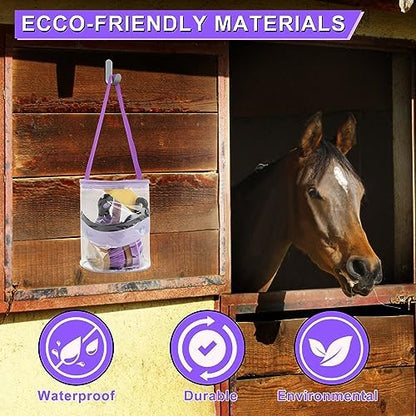 Horse Grooming Kit, 9-Piece Horse Brush Set with Tote Bag, Purple
