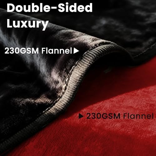 gogobunny Waterproof Blanket for Dogs and Cats, Reversible Flannel Double-Sided Furniture Protector for Couch Sofa Bed Against Spills & Pet Fur (50" x 60", Black/Red)