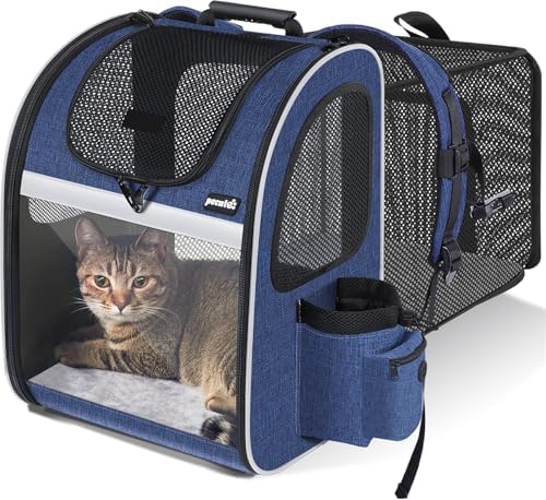 pecute Cat Backpack Visiable, Cat Carrier Expandable with Acrylic Window
