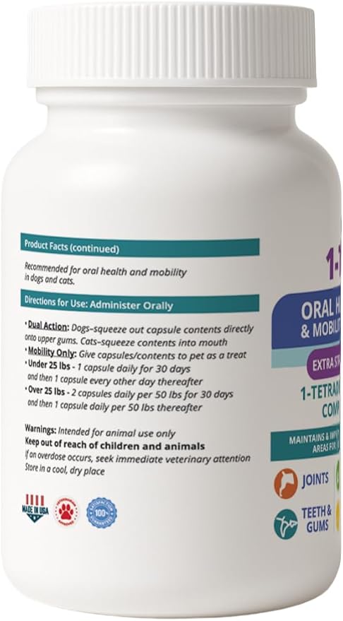 1TDC Dental & Joint Health Softgel Supplement for Dogs & Cats, Supports Oral Health, Stamina, Mobility, Muscle Strength & Recovery, Maintains Skin & Coat Health of Pets (30 Soft Gels)
