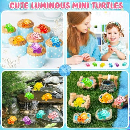 160Pcs Luminous Mini Resin Turtle Cute Tiny Turtle to Hide for Garden Micro