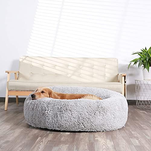 HACHIKITTY Calming Donut Cuddler Dog Bed, Indoor Puppy Beds for Large Dogs, XLarge 36''