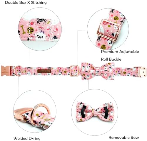 Lionheart Glory Halloween Dog Collar Bowtie - Heavy Duty & Adjustable - Fall Holiday Collar for Large Dogs - Female or Male - Gift