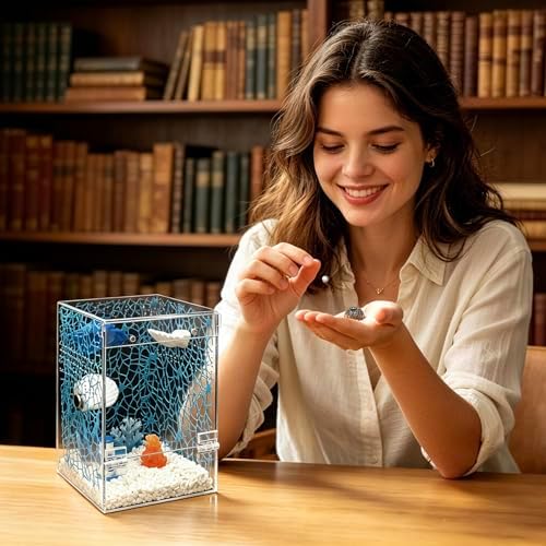 Jumping Spider Enclosure Starter Kit,Escape Proof Ocean Terrarium
