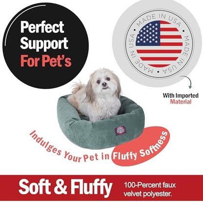 Majestic Pet Micro Velvet Dog Bed, 24 Inch Small, Round, Washable, Azure