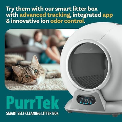 PurrTek Cat Litter Box Liners — LitterWrap Drawstring Bags for Automatic & Self-Cleaning Litter Boxes | Precision Fit, Jumbo Heavy-Duty, Leak-Proof, Unscented Odor Control, Replacement Refills