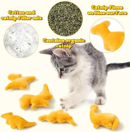MALLMALL6 Catnip Toys for Cat - 5Pcs Dino Nuggets Cat Toy, Indoor Kitten Chew Bite Kick Dinosaur Chicken Nugget Catmint Interactive Pet Supplies, Cute Pet Gifts for Kitten Lover