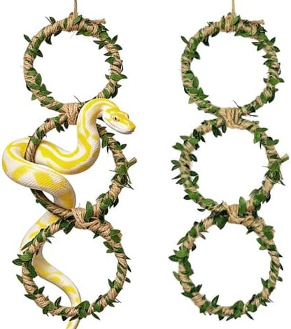 2 Pack Snake Climbing Rings for Ball Python & Corn Snake,Reptile Enrichment Toys for Snake,Ball Python Tank Decor,Reptile Tank Accessories for Bearded Dragon,Chameleon, Iguana, Gecko, Lizard (Green)