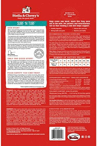Stella & Chewy's Freeze-Dried Raw Dinner Patties - Surf 'N Turf Salmon & Beef Recipe - High Protein Grain-Free Puppy & Dog Food - Perfect For Picky Eaters - 5.5 oz