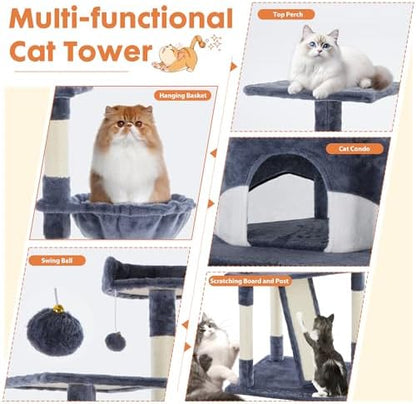 DUMOS Tall 79in Cat Tree Tower with Scratching Posts, Indoor Cats Use