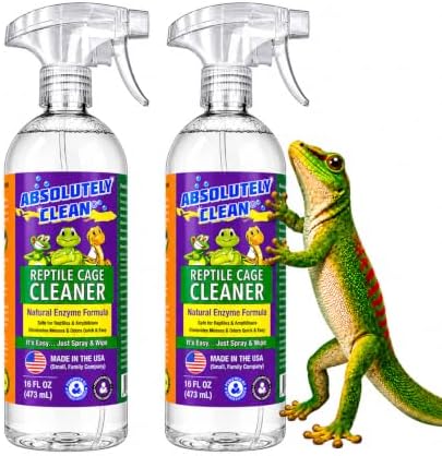 Absolutely Clean Amazing Reptile & Amphibian Terrarium Cleaner and Odor Eliminator - Just Spray/Wipe - Safely & Easily Removes Reptile & Amphibian Messes - USA Made