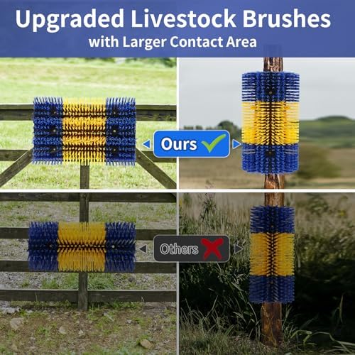 Livestock Scratching Brush, 2Pcs Upgraded Large Cattle Scratcher with 12 Screws, Horse Brushes for Grooming, Relieve Itching on the Back, Livestock Supplies for Horse, Goat, Cow, Pig(XL Brush)