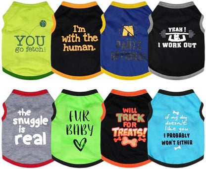 hoyuwak 8 Pieces Pet Shirts Funny Dog Printed Clothes Dog Sleeveless Vests