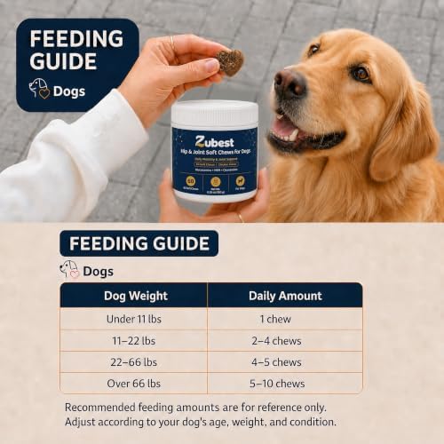 Zubest Hip & Joint Chews for Dogs, Glucosamine Chondroitin MSM, 60 Count