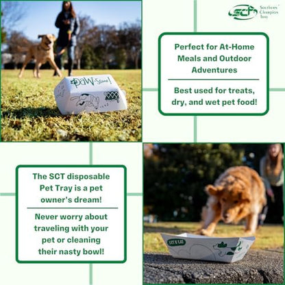 SCT, Small Disposable Pet Food Bowl, 1/2 Cup (100 Quantity) Pet Food Tray, Travel Pet Bowl, Feeding Kittens, Puppies, Cats, and Dogs, Wet Food and Dry Food, 6 oz Capacity