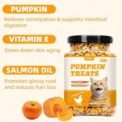 Wellix 29.45 oz Healthy Cat Treats Pumpkin Flavor for Sensitive Stomachs