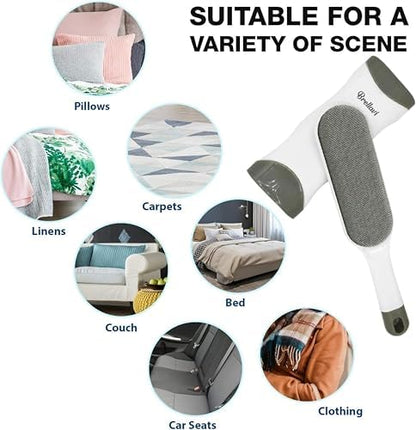Lint Hair Remover for Clothes: Reusable Dogs Cats Fur Removal Brush for Clothes Furniture Couch Carpet Bed Car Seat - Home Travel Use (2-Pack Dove Gray)