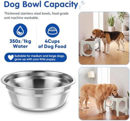 XIAZ Elevated Dog Bowls Large Breed Raised Dogs Bowl Stand Large/Medium Sized Dog Stainless Steel Food Water Bowl Stands 5 Heights Adjustable 9/11/12/14in Pet Feeder Dish Station