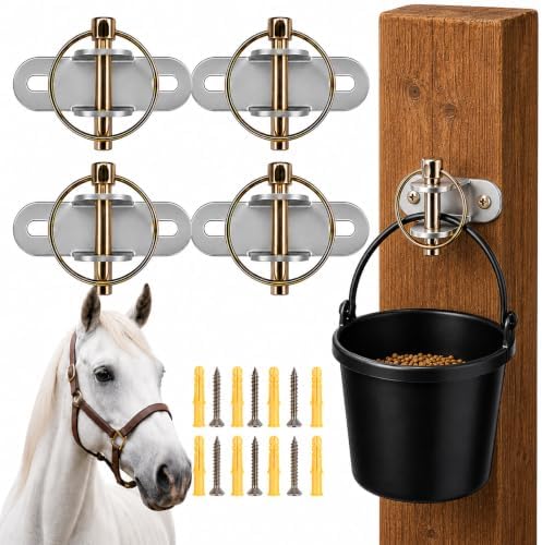 4 PCS Horse Water Bucket Hooks with Locking Pin, Feed Bucket Holder