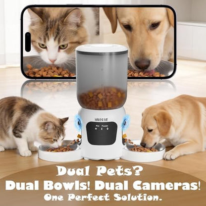 Automatic Cat Feeder for 2 Cats Dual Camera Smart Pet Food Dispenser