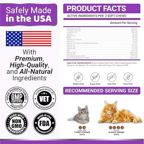 Cat Multivitamin Chews - Cat Vitamins and Supplements - Taurine & Lysine