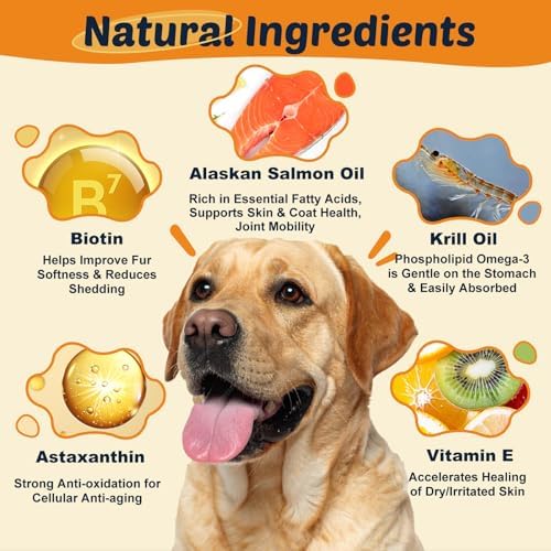 DRFOSTER Omega 3 Salmon Oil for Dogs, EPA & DHA, Skin & Coat, 120 Chews
