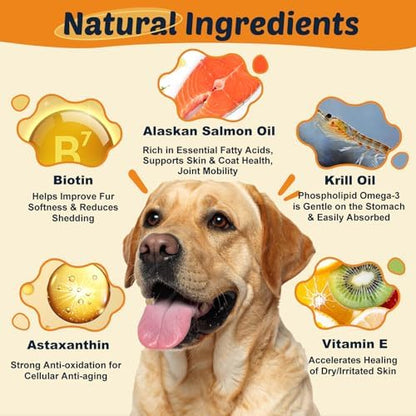 DRFOSTER Omega 3 Salmon Oil for Dogs, EPA & DHA, Skin & Coat, 120 Chews