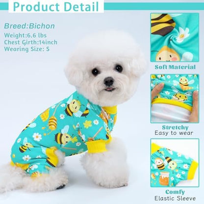 XPUDAC 4 Pack Dog Pajamas for Small Dogs Soft Pjs Onesies Puppy Clothes, XS