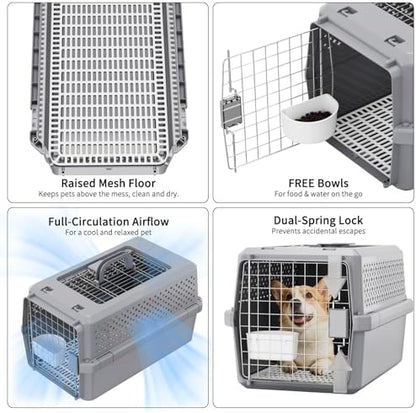 RIZZARI Hard-Sided Elevated Carrier: Rolling Pet Crate Ventilated 25 lbs