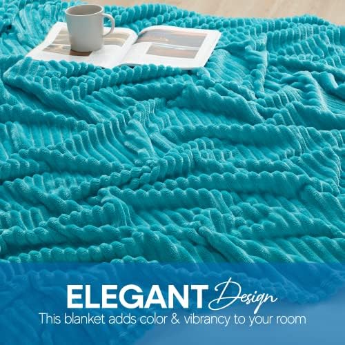 Nestl Blue Throw Blanket for Couch - Cozy Warm Fuzzy Blankets for Women, Plush Small Fleece Throws for Girls - Teal Blue, 50 x 60 Inches
