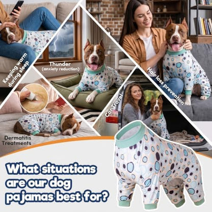 LovinPet Large Dog Pjs, Pitbull Clothes, Bullseye Melon Print, Grey, 2XL