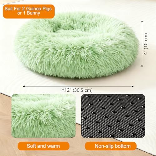 Bunny Rabbit Hideout Bed Small Animal Bedding Donut-Shaped Burrowing Pet Bed Soft and Warm Hideaway with Spandex and Fleece Bottoms Cozy Carrier, Cage Accessories