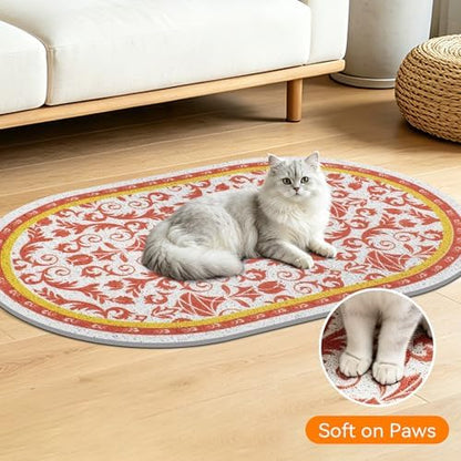 Cat Litter Mat, 33"x22" High Density PVC Litter Rug Trapping Mat, Non-Slip, Waterproof & Urine-Proof Kitty Litters Catcher Mats, Keep Floor Clean, Soft on Kitten Paws, Cat Essentials Brown