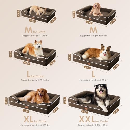 EHEYCIGA Orthopedic Dog Bed Medium Size Dog, Waterproof Washable Pet Beds