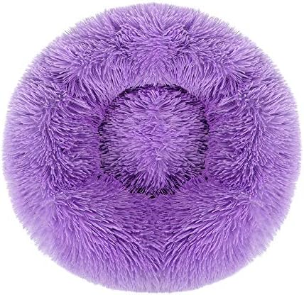 otoez Kitten Puppy Bed Extra Small XS Round Dog Cat Beds Anti Anxiety Plush Pet Calming Donut Bed with Non-Slip Waterproof Bottom, Washable (15.7", Purple)