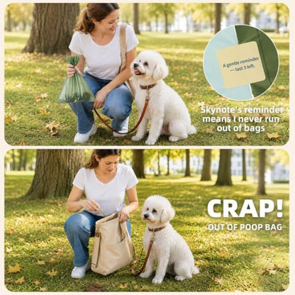 SkyNote Dog Poop Bag Rolls - Last 3 in Sky Blue Refill Reminder Waste Bag Unscented Eco-Friendly Leakproof Pet Doggie Puppy Cat Litter Bags 120 Counts for Walking Travel Home