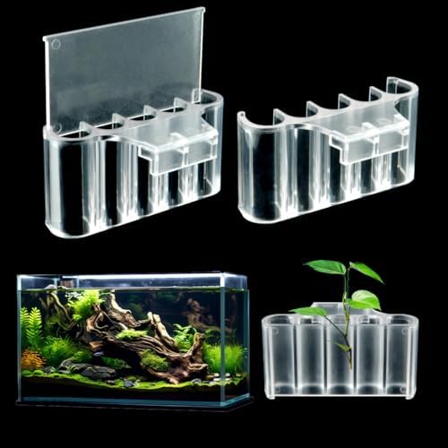 Aquarium Plant Holder,Fish Tank Plant Holder,Aquarium lid Clips,Aquarium Plant Pot,Hydroponic Fish Tank Planter, Aquatic Plant Cup for Aquascape Decorations (Transparent, 1PCS Rimless)