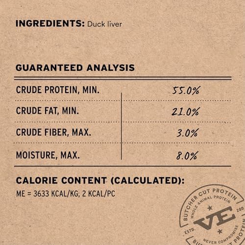 Vital Essentials Freeze Dried Cat Treats, Duck Liver, 0.9 oz Bag