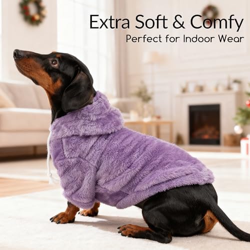 Fuzzy Dog Hoodie Sweater for Large Dogs Warm Winter Dog Clothes with Double-Sided Plush Fleece Soft Stretchy Pet Coats Hooded Sweatshirt for Medium Large Dogs