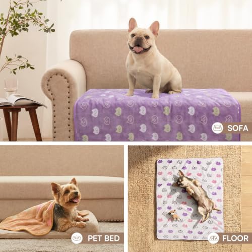 Luciphia 3 Pack Soft Fleece Dog Blankets for Medium Dogs Puppy Cats,30"x20"