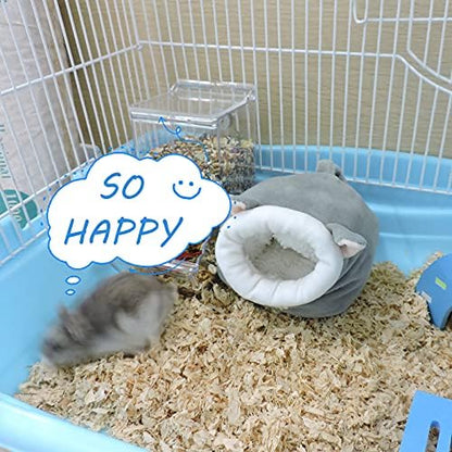 WishLotus Hamster Bed, Soft and Warm Mini House, Non-Slip Sleeping Nest for Dwarf Hamsters, Mini Hedgehogs and Small Pets (Grey)