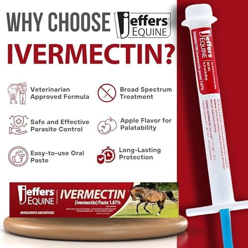Jeffers Ivermectin Gel Dewormer for Horses - Apple Flavored, Broad Spectrum Dewormer Paste - Effective Parasite Control for Worms, Pinworms, Bots & More - Safe for All Equine, 12 Pack